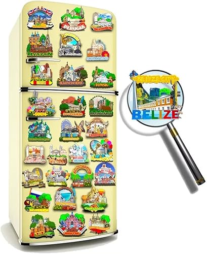 Miniatura 4 de Imán de la ciudad de Belice Belice para nevera de madera 3D, monumentos de viaje, coleccionables, recuerdos, decoración hecha a mano -539