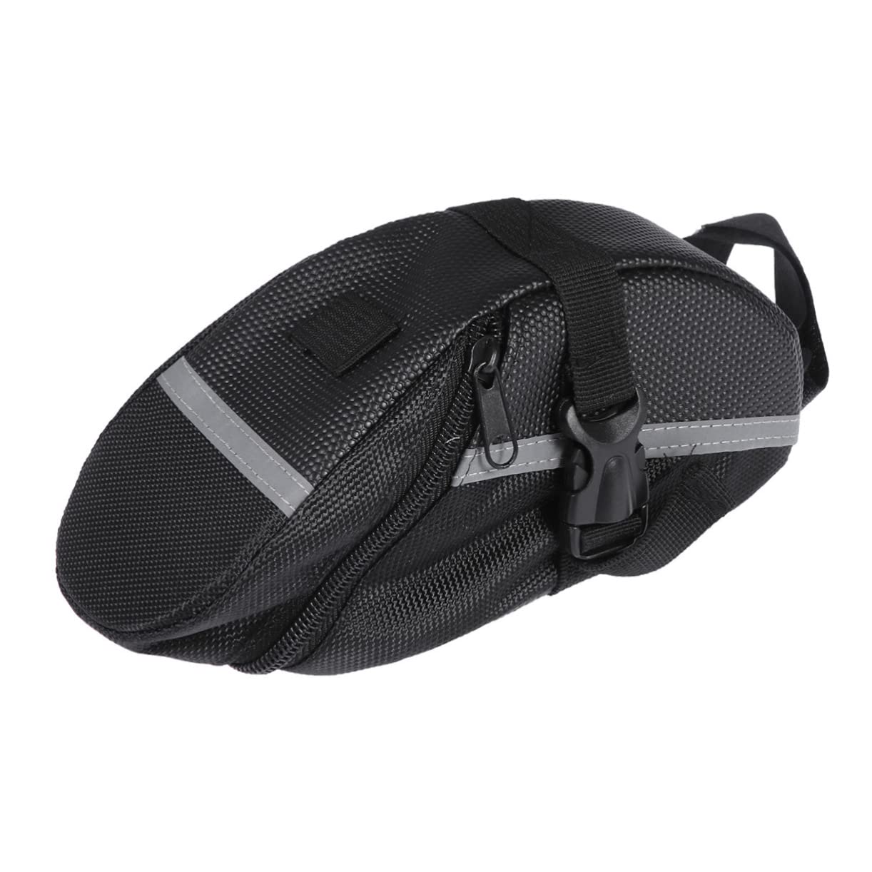 Mipcase 2Pcs Bike Saddle Bag Portable Rear Seat Pouch for Mountain Cycling Tail Bag with Reflective Stripe for Night Riding Black