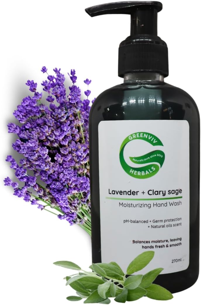 Greenviv Natural Handwash Liquid Lavender & Clary Sage, 270ML, Anti Bacterial...