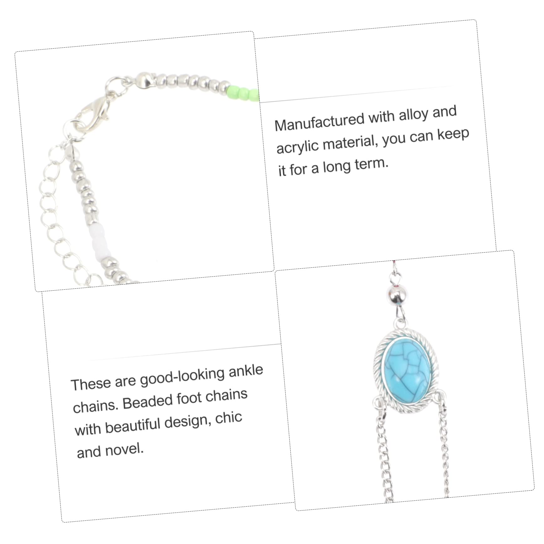 Healvian 5 Series Tobilleras De Verano Con Cuentas Para El Dedo Del Pie Tobilleras Para Mujer Con Cuentas Pulseras De Acrílico Para Mujer 2 piezas x 5