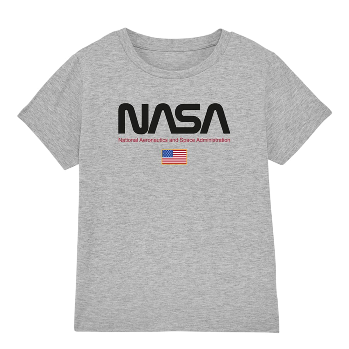 Nasa Boy's Flag T-Shirt, Grey, 9-10 Years