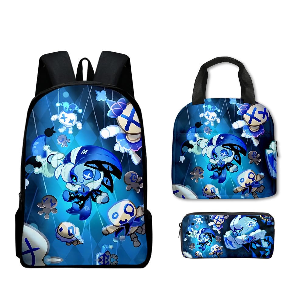 Hzsyc Kids Shadow Milk Cookie Backpack Lunch Bag Pencil Case 3PCS Set - 16in (C04,3pcs)