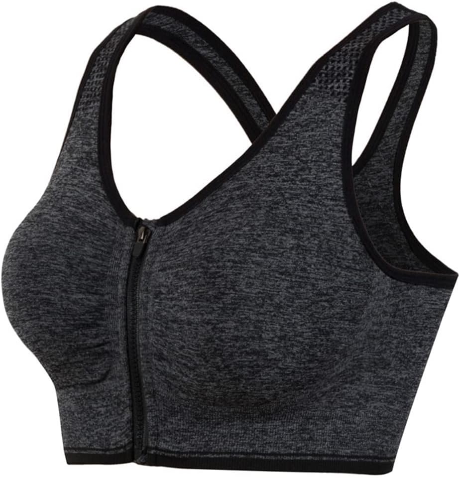 Hiking Gril Women's Zip Front Sports Bra Wireless Post-Surgery Yoga Bras