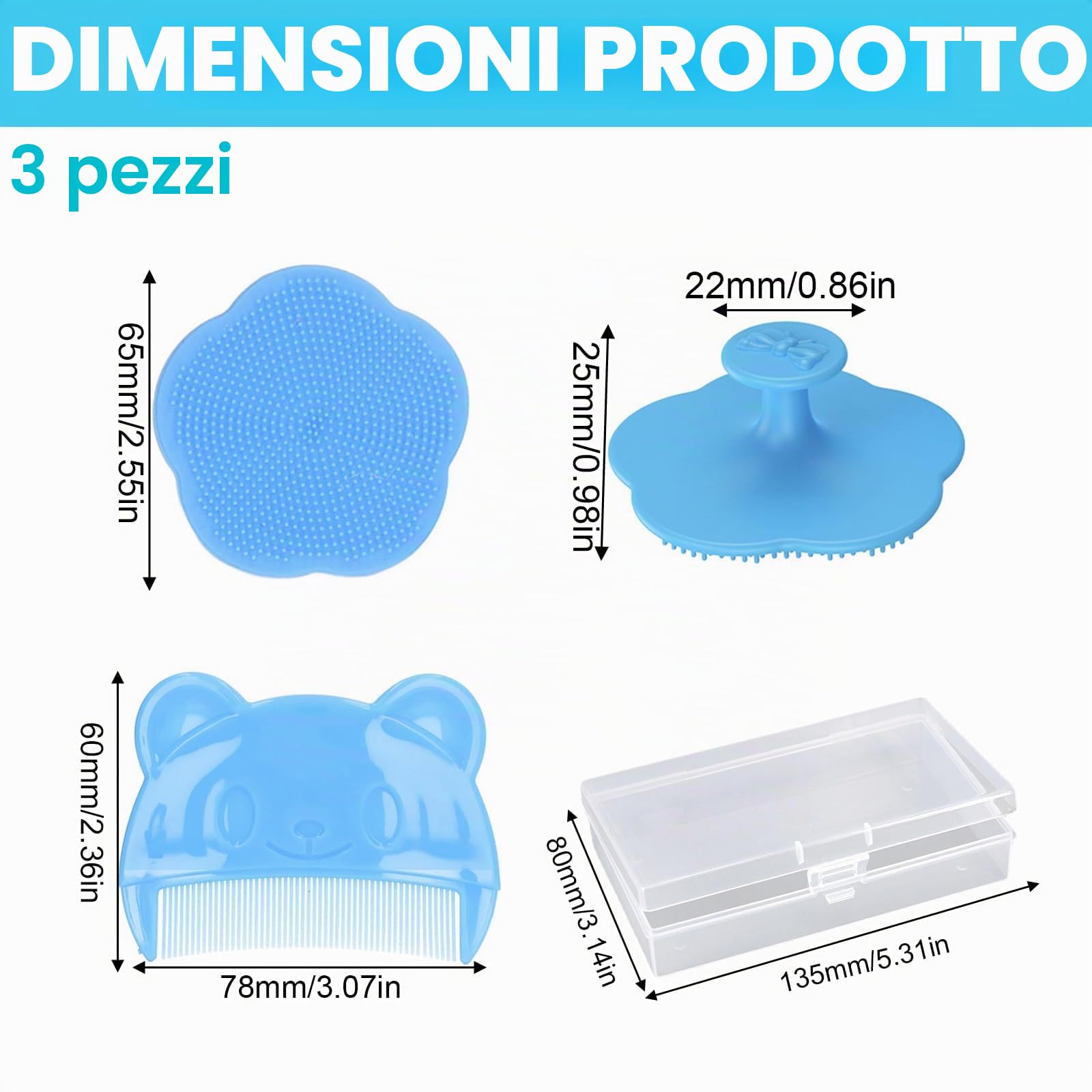 Wekuw 2 Pezzi Spazzola Neonato Pettine Crosta Lattea Neonato Spazzola Bagno Bambini Silicone Pettine Crosta Lattea Aiuta a Massaggiare Delicatamente Il Cuoio Capelluto, Adatto a Neonati e Lattanti
