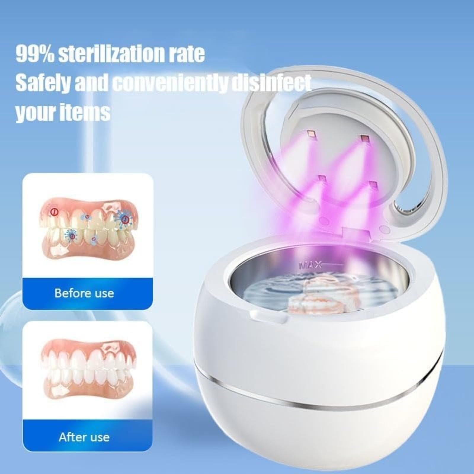 Sterilizzatore per protesi, sterilizzatore UV, tasso di sterilizzazione del 99%, display digitale, compatto, per la cura della protesi
