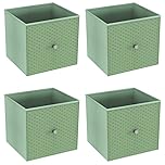 URBNLIVING Set of 1/4/6 Foldable 27cm Woven Fabric Storage Cube Box Drawer Insert Basket with Handle - Multi Colourful Collapsible Toy Arts & Crafts Bins, Durable and Lightweight for Home Office