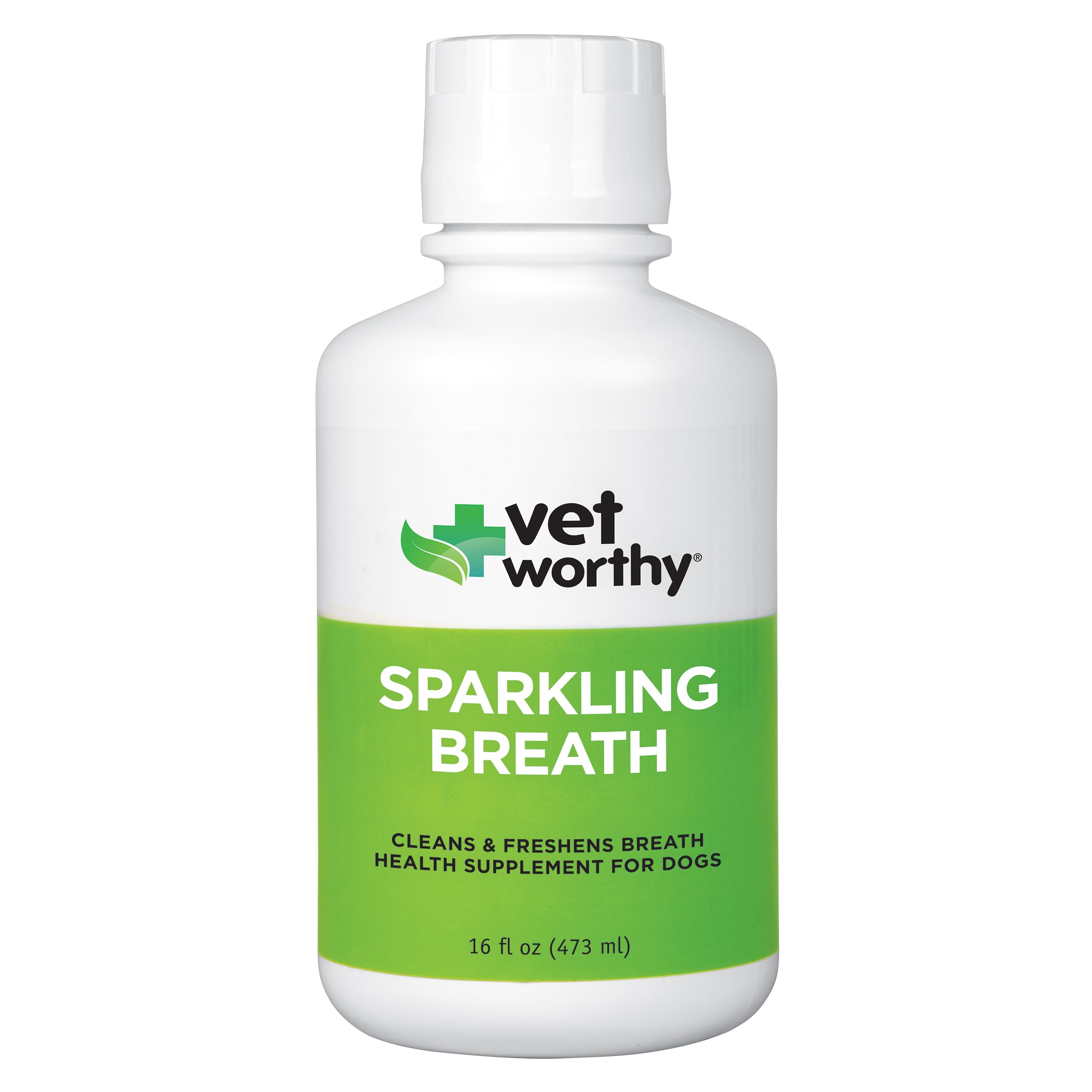 Vet Worthy Sparkling Breath Dog Mouthwash Water Additive - Dog Dental Care for a Healthy Mouth and a Fresh Breath for Dogs - Helps Reduce Plaque and Tartar - Mint Flavor (16 oz)