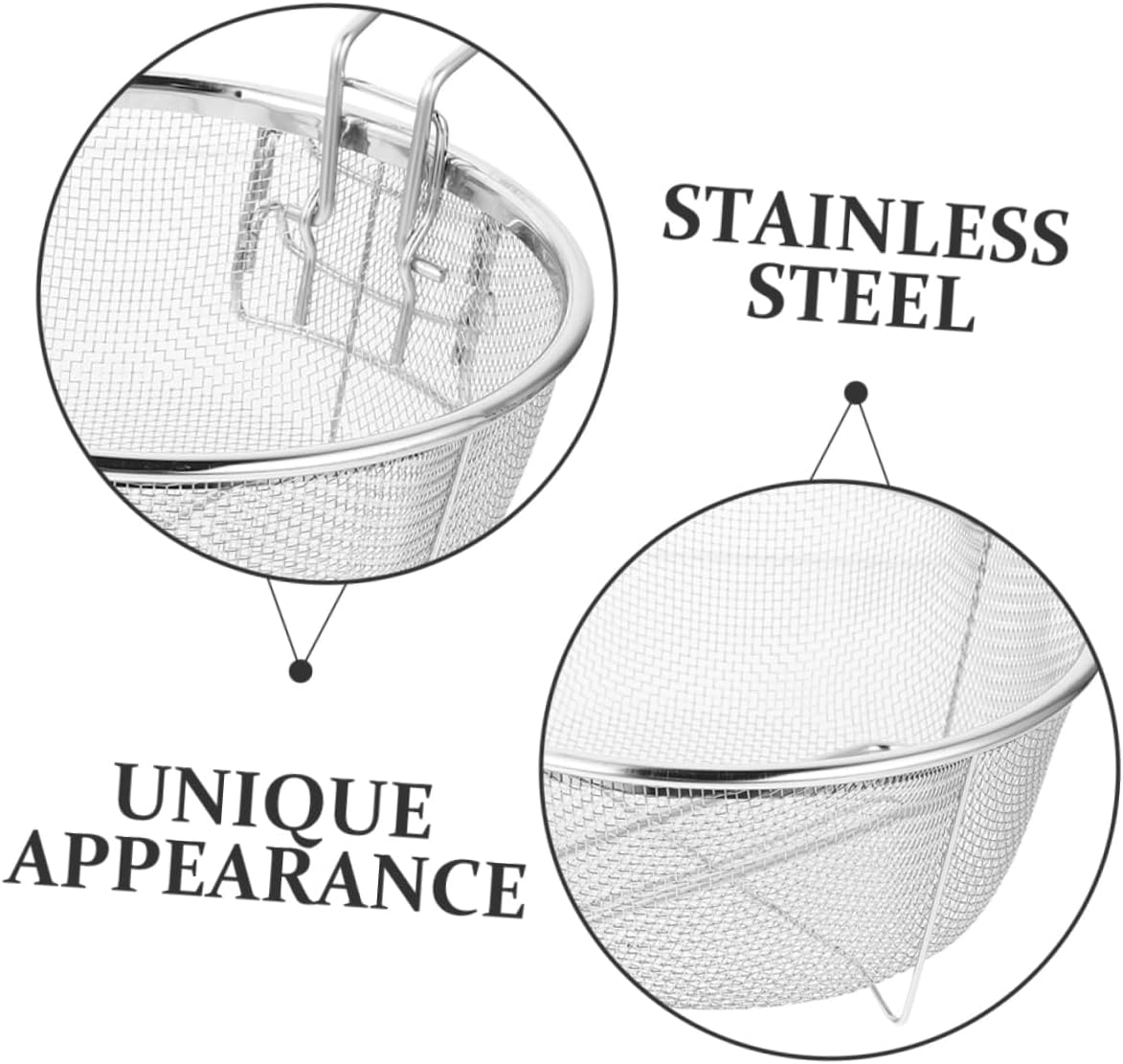 ULTECHNOVO 2pcs Stainless Steel Frying Basket Multipurpose Skimmer Strainer for Air Fryers for French Fries Chicken Wings and Snacks Ergonomic Handle for Safe Use