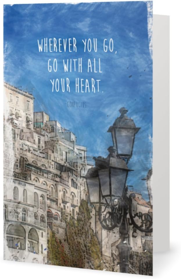 Smiling Wisdom - New Beginnings Goodbye Retirement Journey Greeting Card and City Scarf Keepsake Gift Set - Women Coworkers Friends - Multicolored Blue