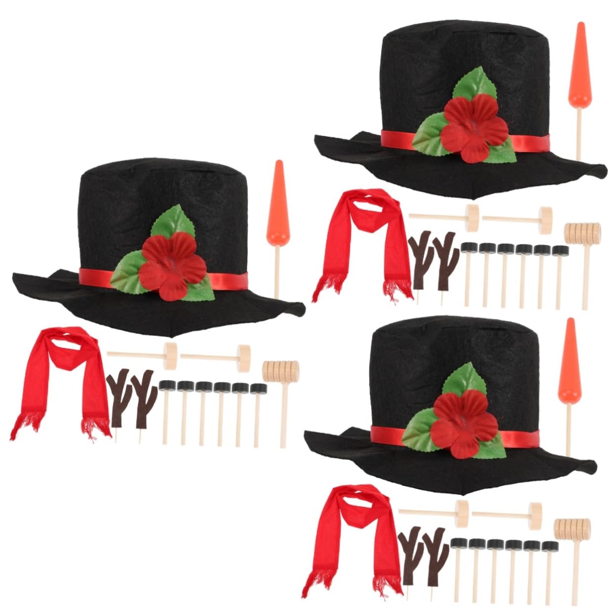 TOPBATHY 3 Sätze Schneemann verkleiden Sich Snowman Decoration Weihnachtsdekoration für draußen weihnachtsschneemann Nase selber Machen Schneemann-Karottennasen Schneemann-Ankleidestütze