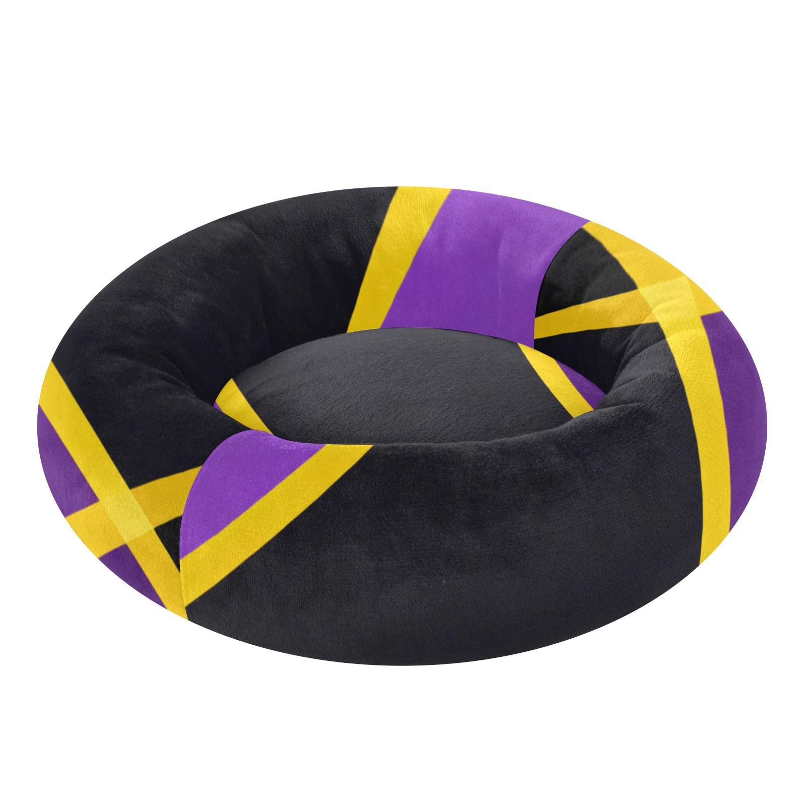 Coussin antidérapant pour animaux S avec base stable et lignes abstraites violettes