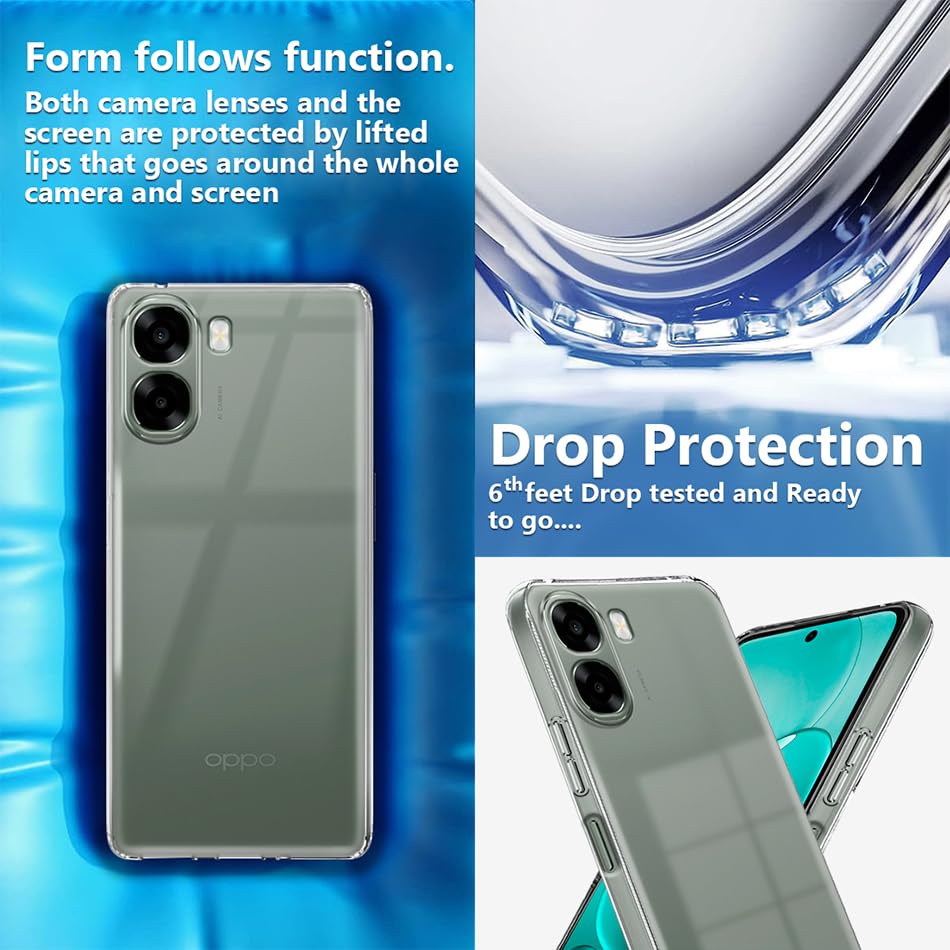 Image of Fashionury Crystal Clear Case for Oppo A6s 5G / Oppo K14X 5G / Oppo A6X 5G | Yellowing Resistance | Transparent TPU Silicone | Raised Camera Lips | Slim Transparent Cover