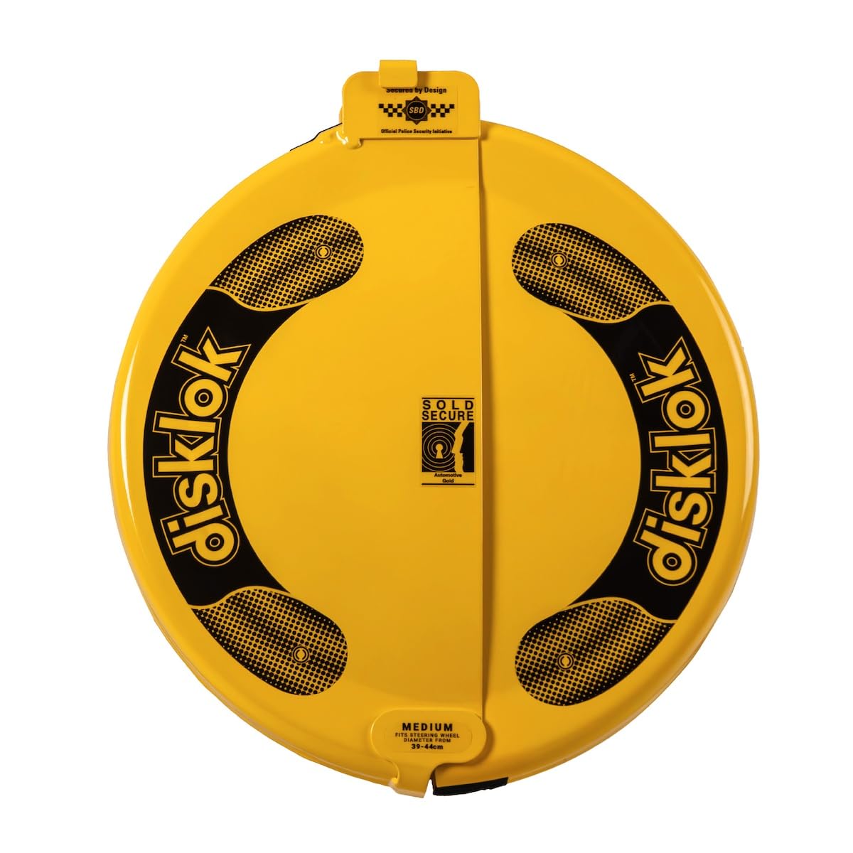 Disklok Dispositivo Antirrobo para Volante 'Gold Edition' - Talla Medium - 39-44 cm - Amarillo - SCM homologado Alta Seguridad Muy Visible y Disuasorio, Universal para Coche Furgoneta Autocaravana
