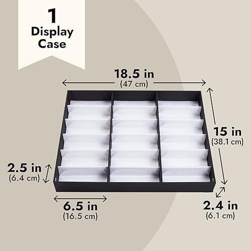 Miniatura 7 de Juvale 18-Slot Sunglass Organizer & Sunglasses Case - Black 18.7 x 14.9 x 2.4 in - Eyeglass Holder & Glass Display Box for Desk & Vanity - Travel