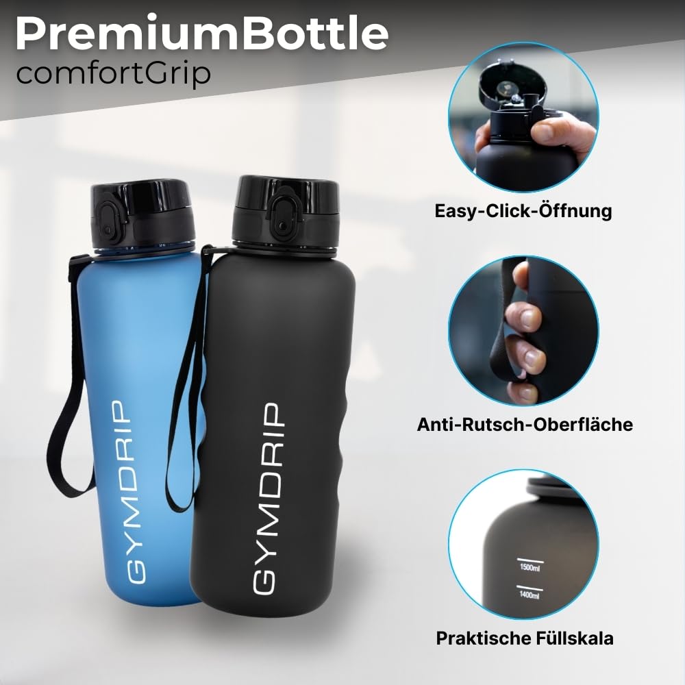Magnetic-Bottle-Bag + 1,5L Premium Trinkflasche – Gym Bundle mit Flaschenhalter, Früchteeinsatz & Zubehörfach