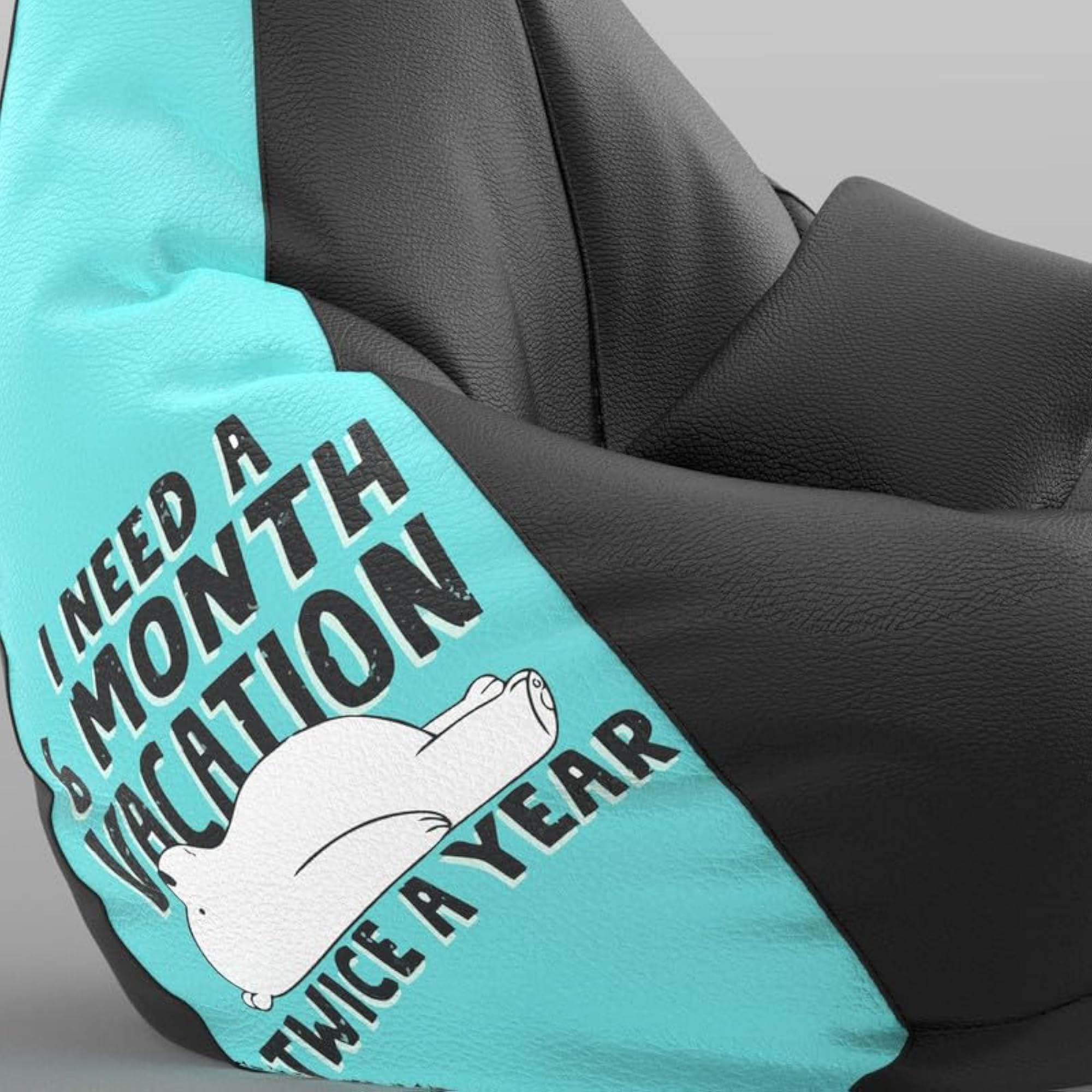 Bean Bag with Free Cushion & Footrest, Need A Vacation Print