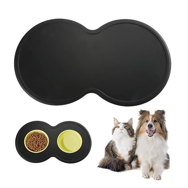 Alfombrilla para Comedero para Perros, de Silicona Negra, Impermeable y Antideslizante