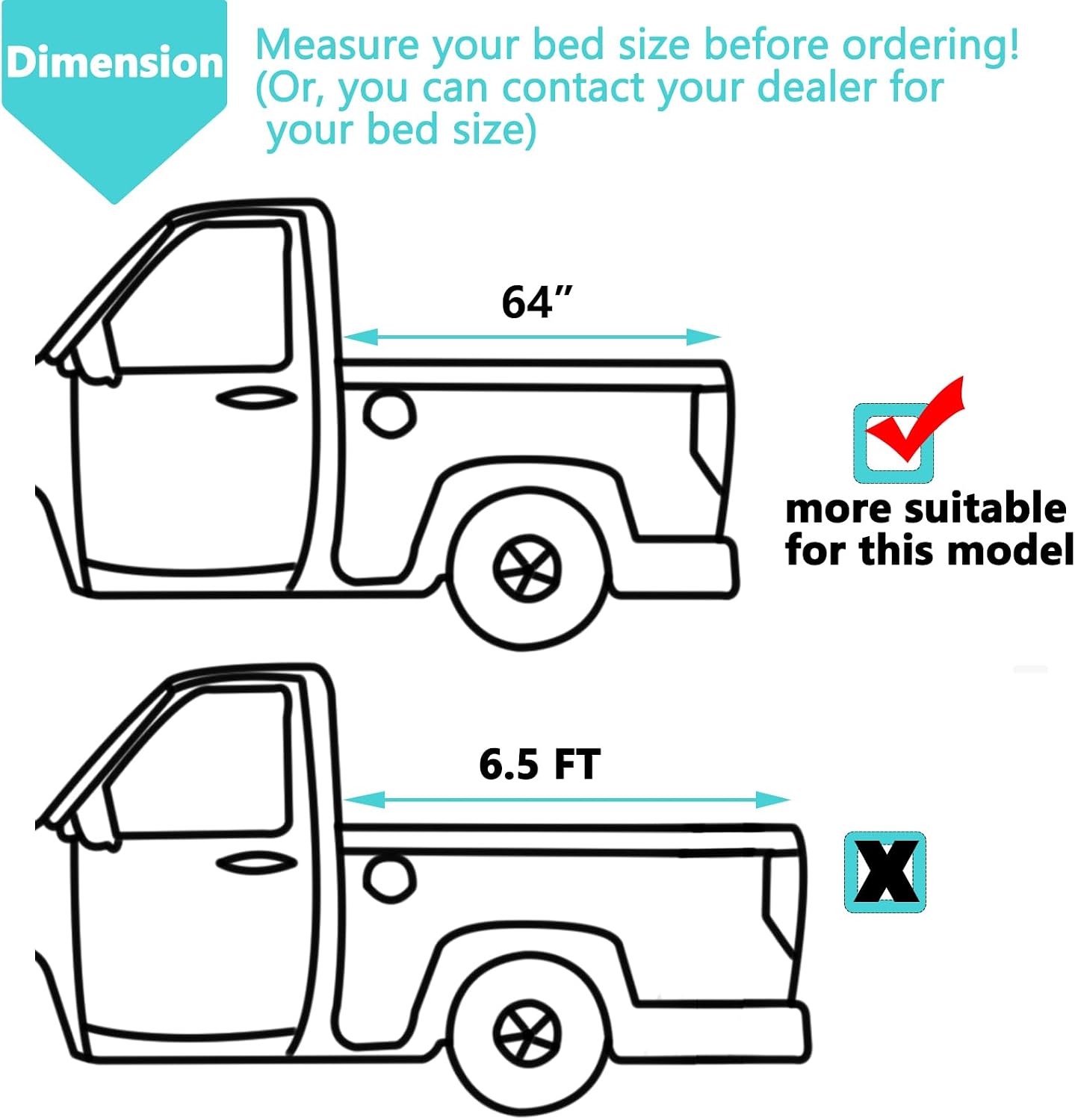 Soft Roll-Up Tonneau Cover Compatible for 2017-2023 Honda Ridgeline 5ft Pickup Fleetside/Styleside Truck Bed (64")