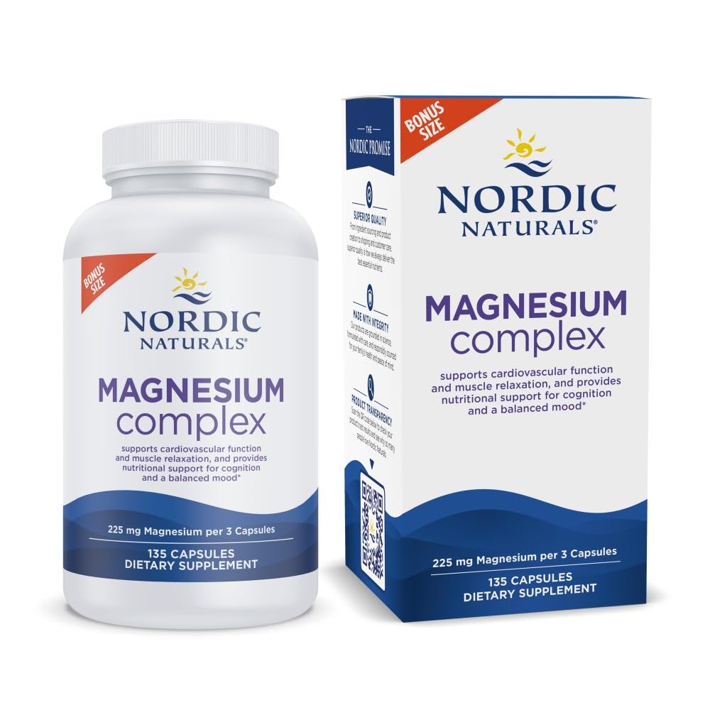 Nordic Naturals Magnesium Complex, 225mg - 135 Capsules - Vegan - 135 Count