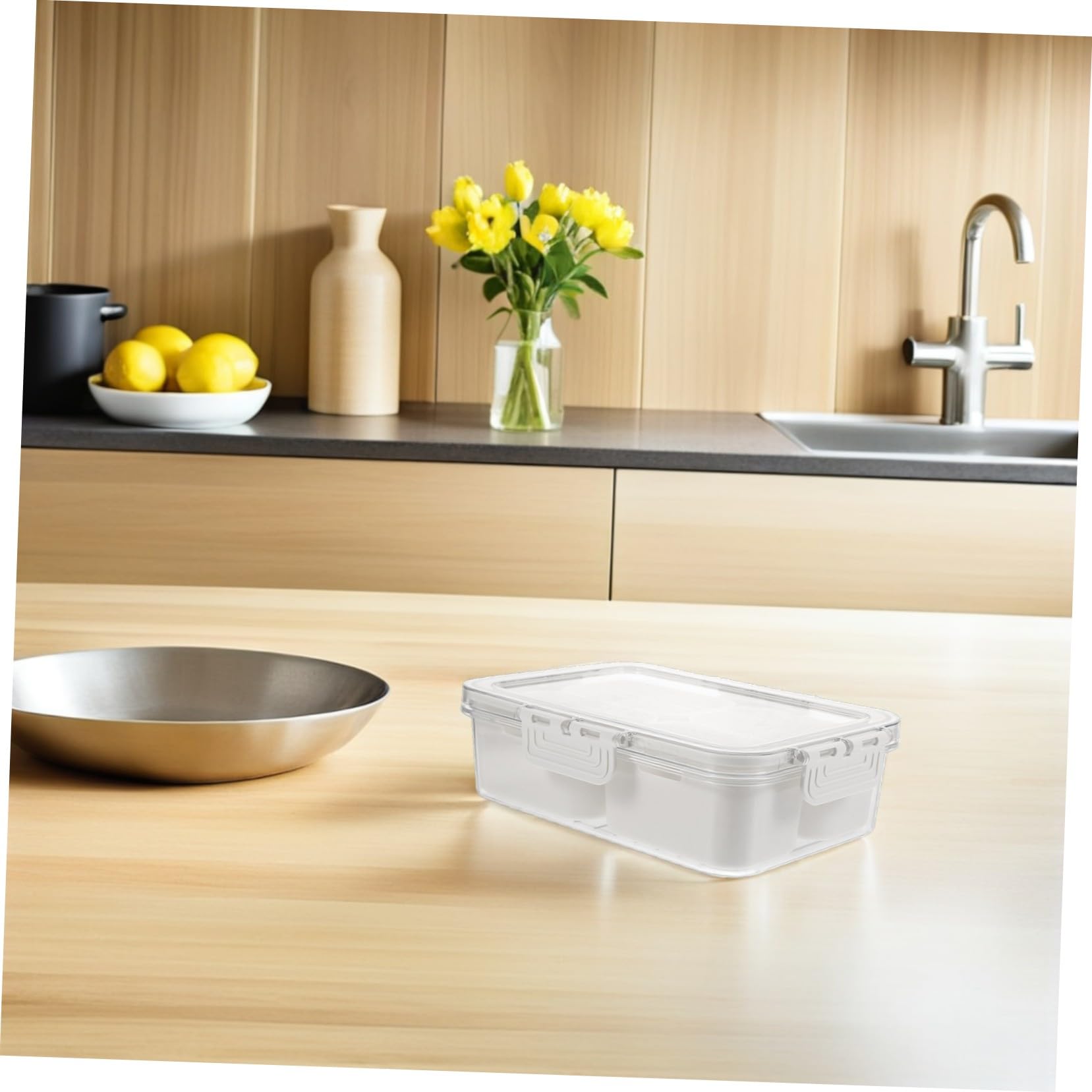 Zerodeko 2 Stücke Snackbox mit Fächern Transparenter Tragbarer Gewürz Snackbehälter mit Abnehmbarem Deckel Vielseitige Aufbewahrung für Nüsse Früchte Gewürze für Party Picknick Reise