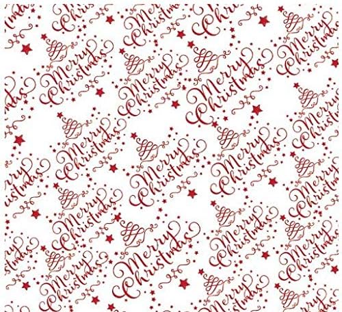 3m x 80cm Christmas Red Script Cellophane Wrap/Florist Quality Script Design Cut Off Large roll and Folded for Postage