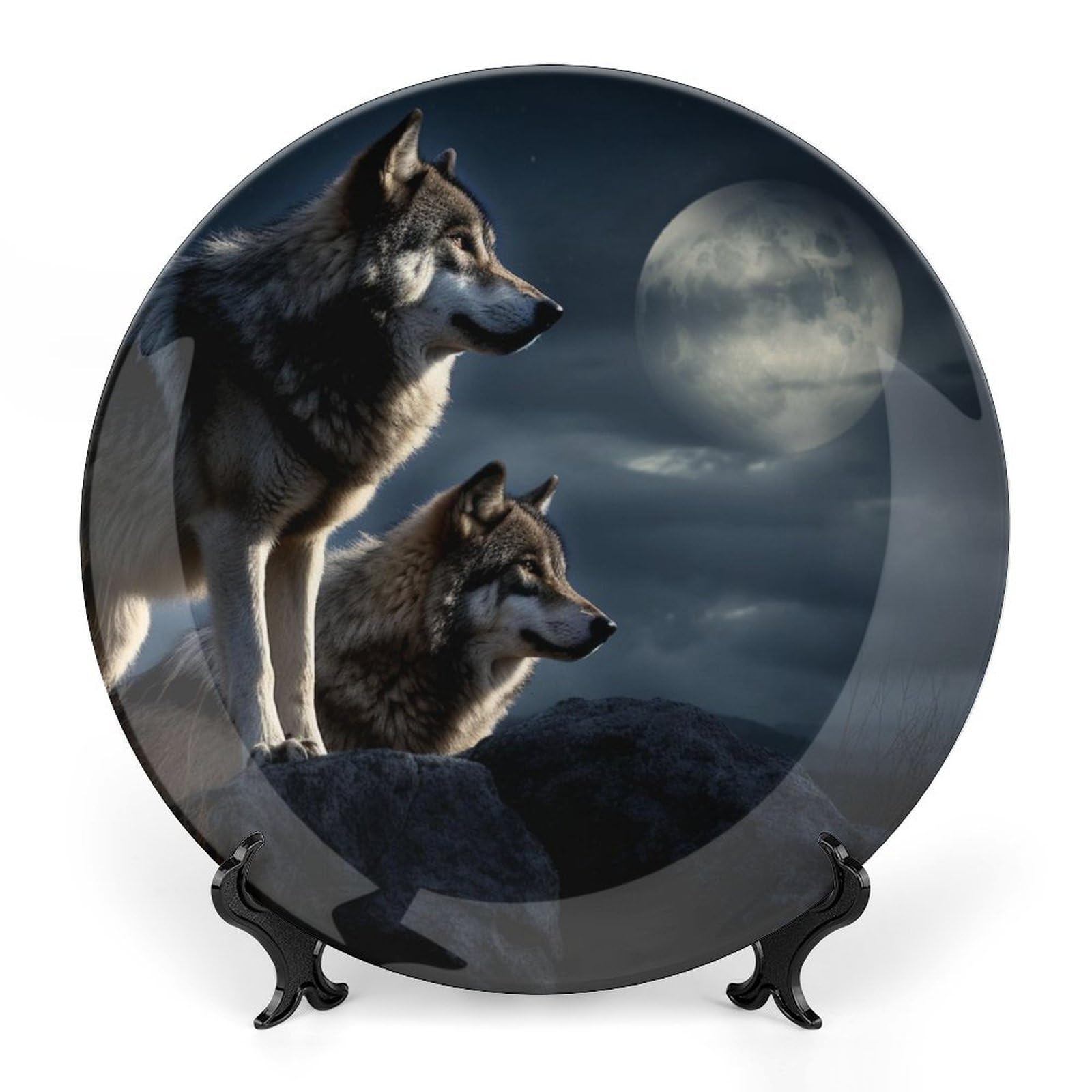 Assiettes à dessert en porcelaine loups pour une table de salon artistique