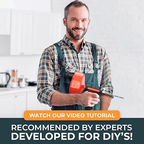 Miniatura 6 de Serpiente de drenaje 2.0 50 pies - con accesorio de taladro - Serpiente de plomería ideal para desbloquear fregadero y drenaje - Sinfín de drenaje