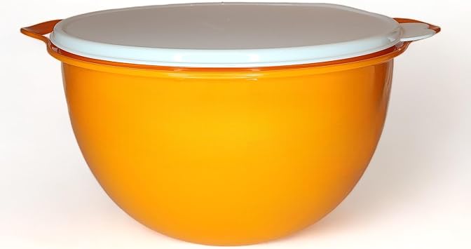 Tupperware Thatsa Mega Bowl Mixing Bowl 42 Cups 10L Bright Orange with White Seal