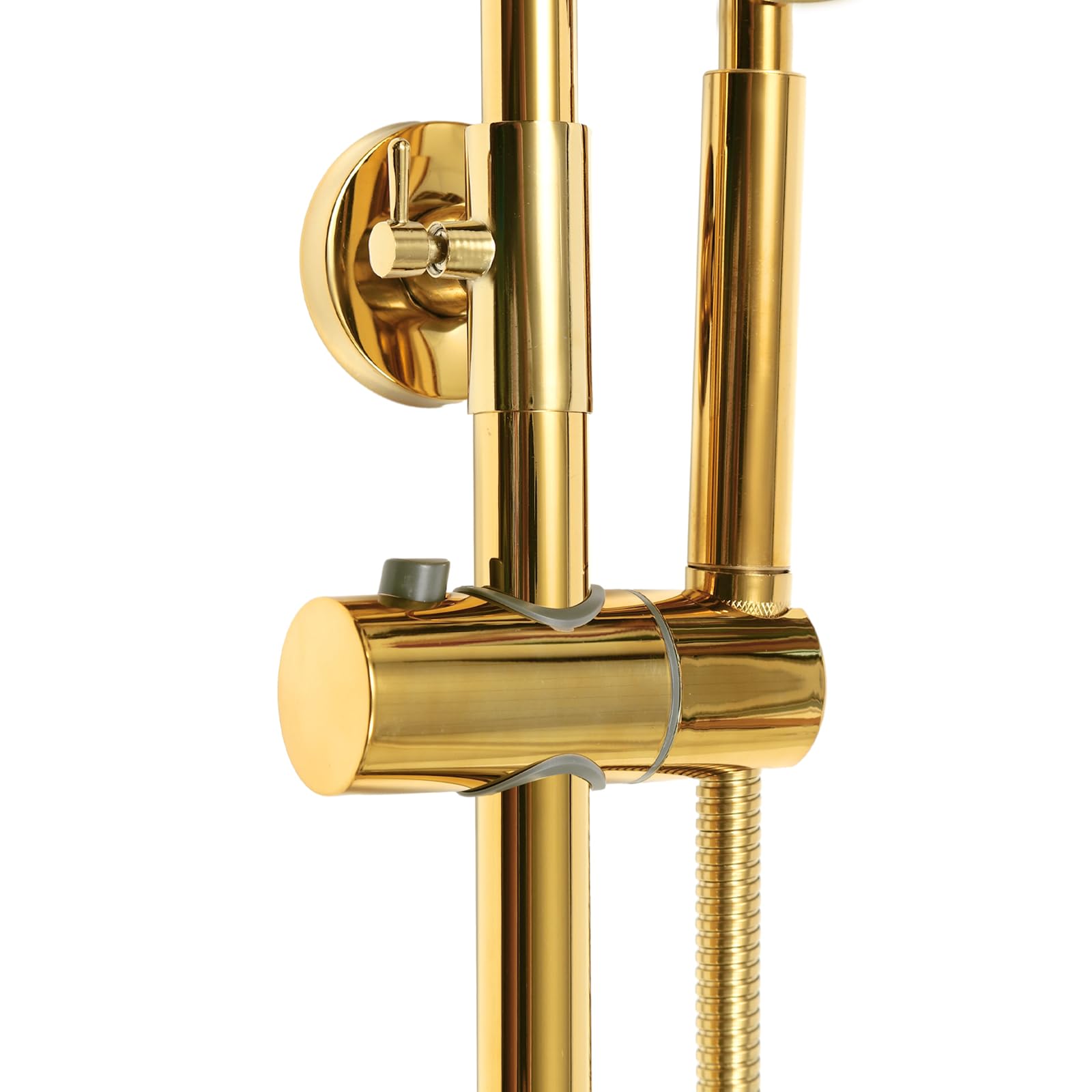 Columna de ducha dorada, juego de ducha de acero inoxidable con ajuste de altura, alcachofa giratoria de 360° y tecnología de presión de aire, ducha inoxidable para ahorrar agua, fácil de limpiar