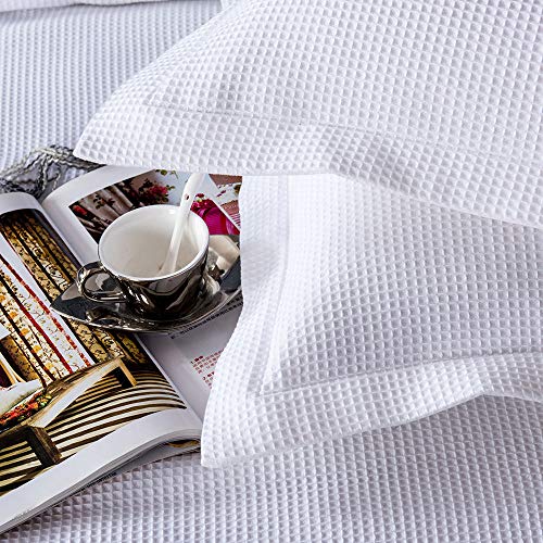Merryfeel Waffle Duvet Cover Set,100% Cotton Waffle Weave Textured Duvet Cover Set - Full/Queen White #TOP3