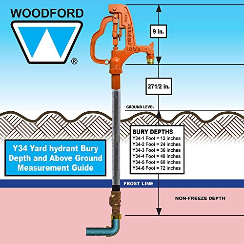 Woodford Y34-4 Y34-4 Yard Hydrant Freezeless,4 ft bury depth, 84.5 inch overall length