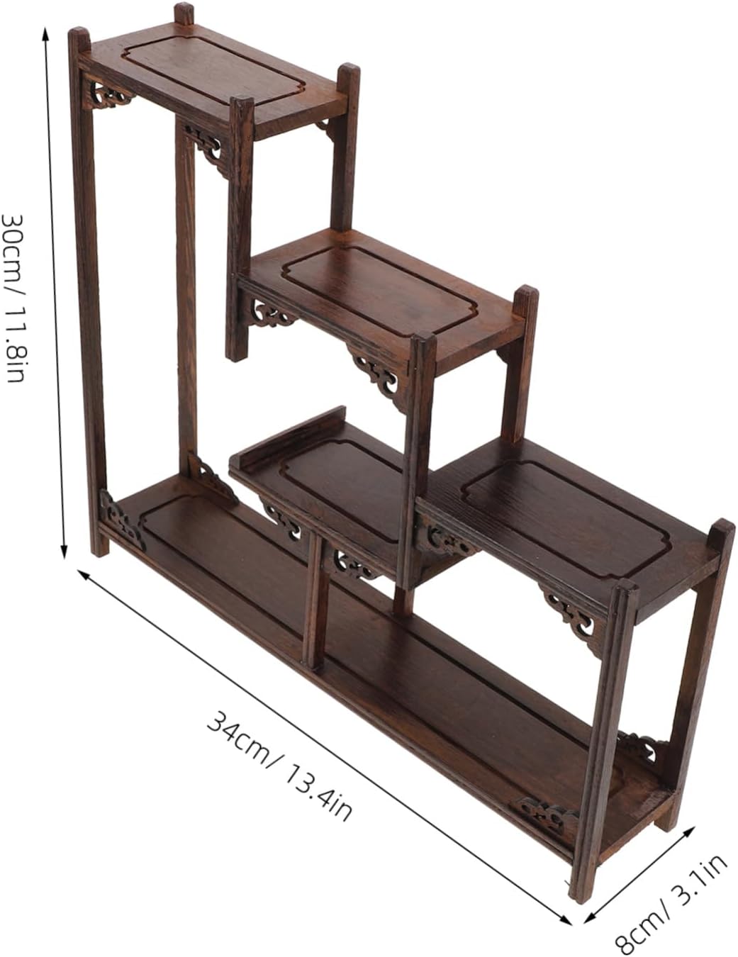 Ciieeo Wooden Antique Display Shelf Multi-purpose Plant Stand Tea Table Solid Wood Curiosities Holder for Home Decor Living Room Study Spaces