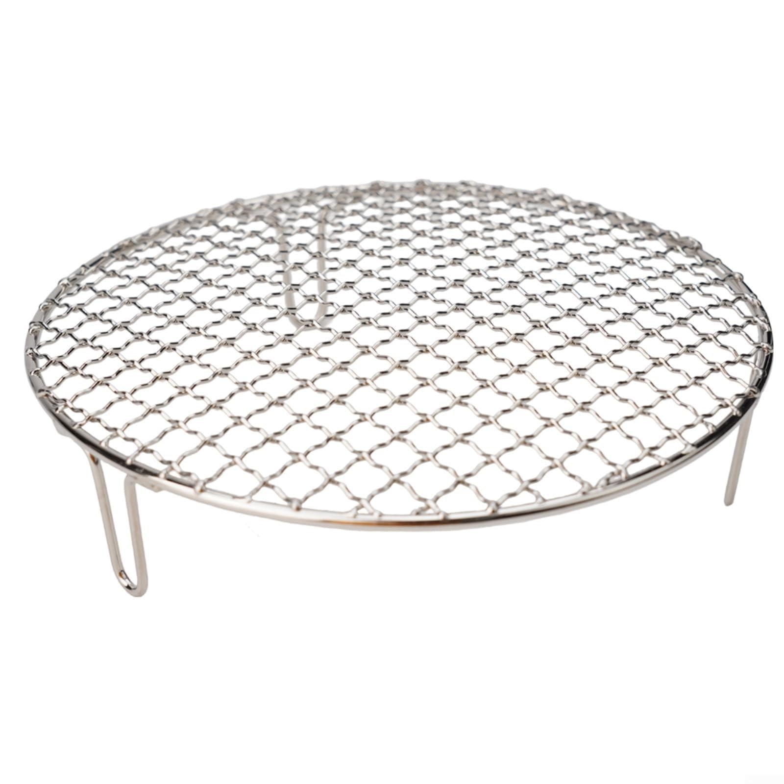 HGCOEYR BBQ Grill Mesh Net, Stainless Steel Round Grill Mesh, Portable Camping BBQ Grate With Legs, Multiple Sizes(25cm)