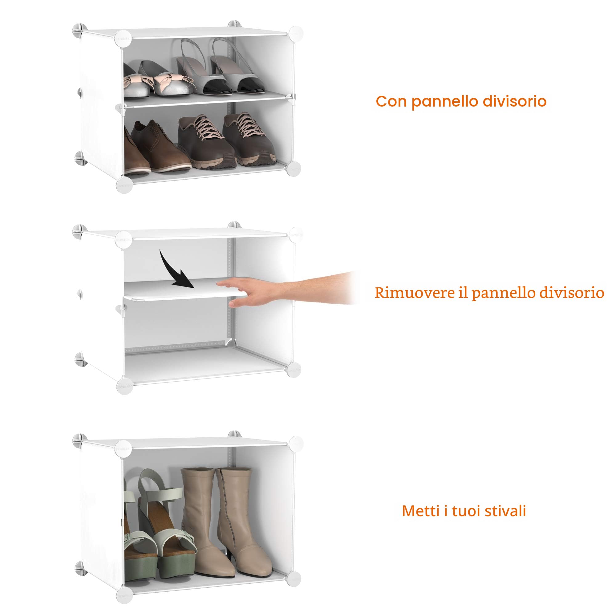 Mobile scarpa, 5 livelli di stoccaggio, scarpa, 20 paia piano scarpa con porta, armadio per scarpe per ingresso soggiorno camera da letto, bianco