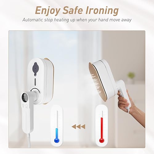 Miniatura 9 de Plancha de vapor para ropa de viaje Mini, 8 modos de vapor y planchado, portátil, de mano, para ropa, soporte 2 en 1, planchado en seco y húmedo