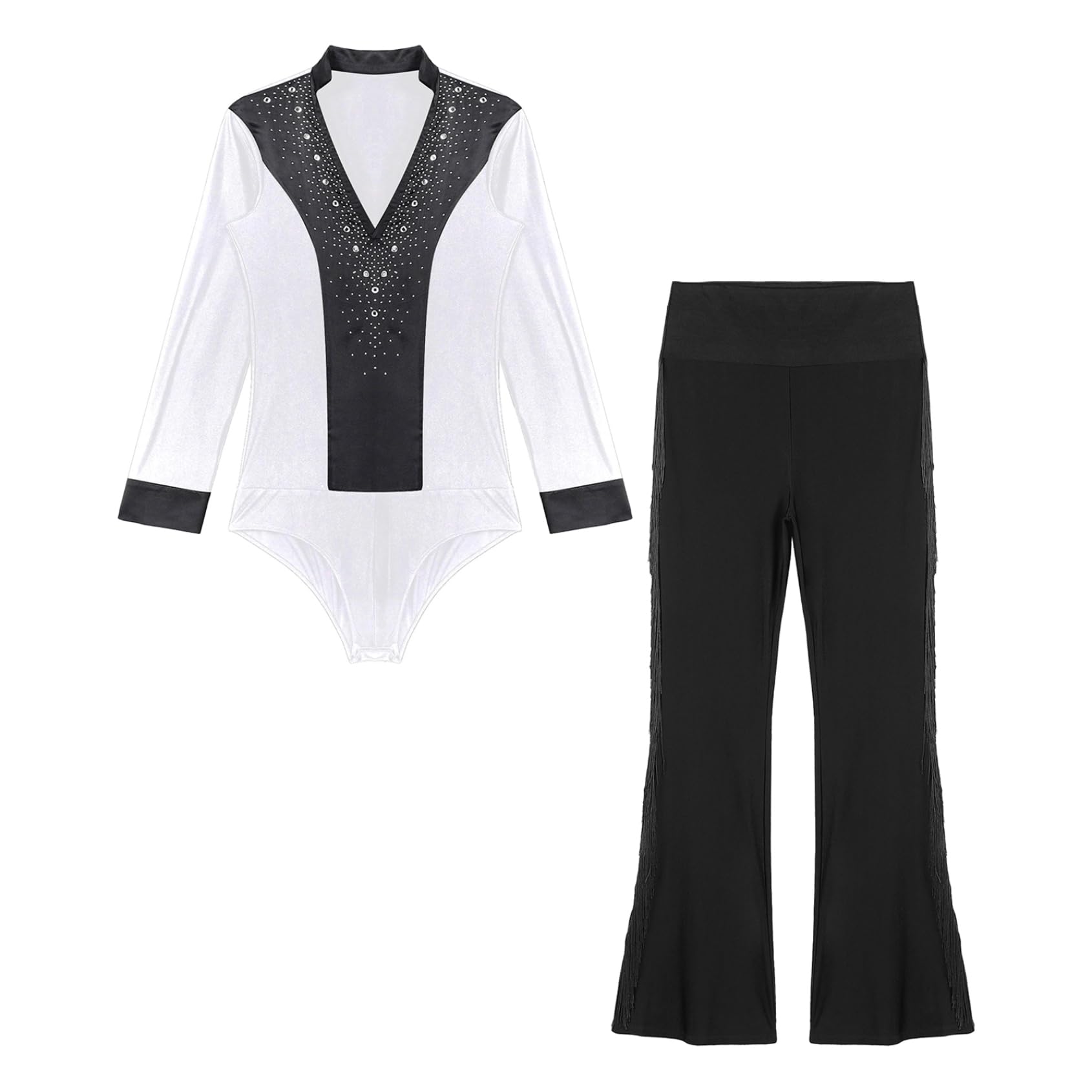 Traje de baile latino para hombre, camisa de manga larga, pantalones de baile, jazz rumba, traje de danza para competición