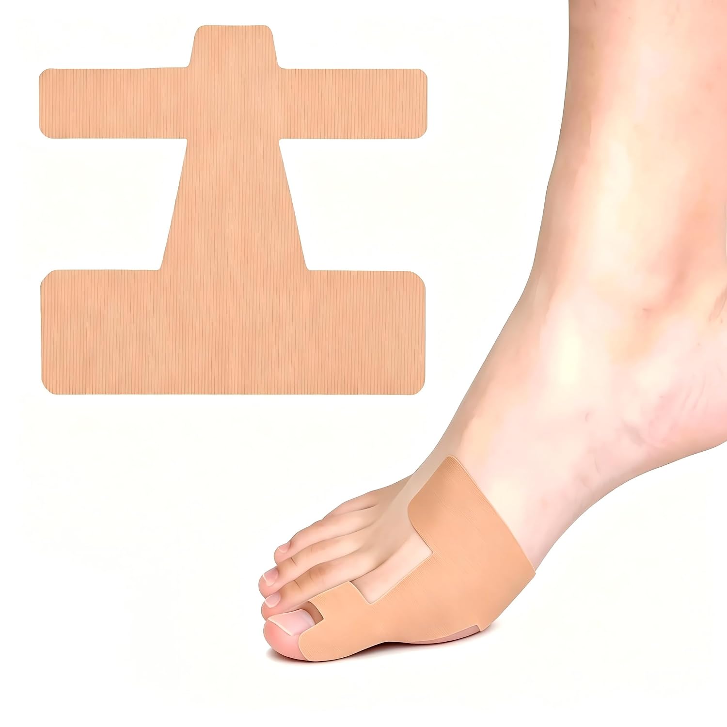 50 PCS Pre-Cut Bunion Corrector Kinesiology Tape– BreathableElastic,Latex-Free Toe Support Strips,Corrector for Men & Women Adjustable Stretch Bunion Support Tape (Skin color, 50 Pcs)