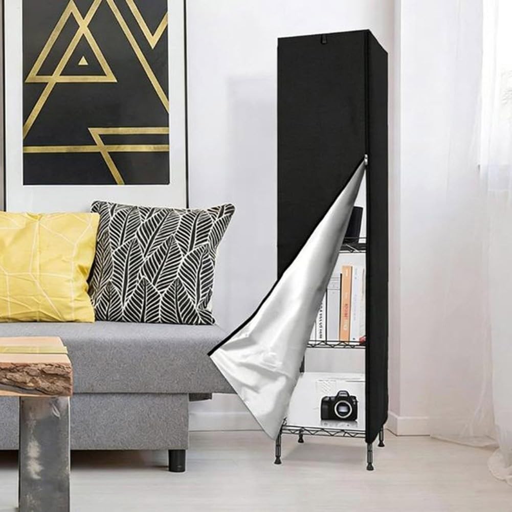 Copertura per scaffalature metalliche, impermeabile, antipolvere, protezione per mobili da esterno, con cerniera e design arrotolabile, 127 x 30 x 30 cm, nero (210D)
