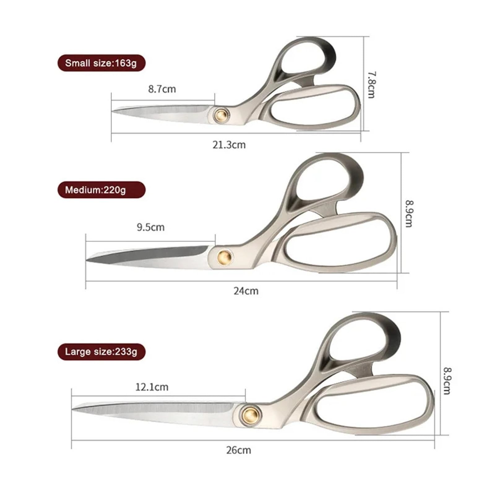 Tijeras de costura, cortador hilo a medida, tijeras modista, herramientas(21.5cm)
