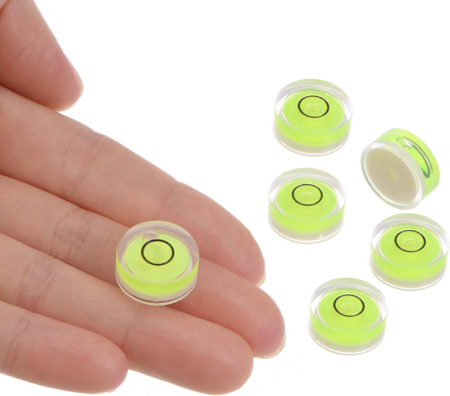 HARFINGTON Round Bubble Level 15x6mm Mini Circular Bullseye Spirit Levels for Leveling Camera Tripod Telescope Workshop Turntable Pictures Frame, Green