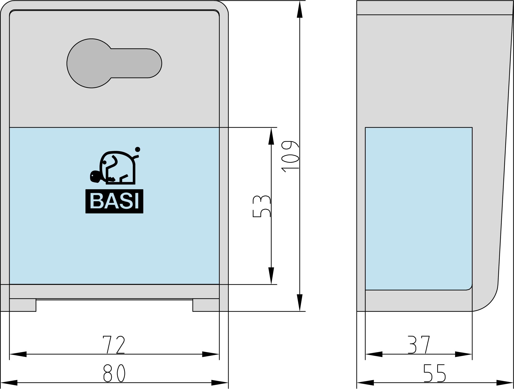 BASI set di chiavi con cilindro a profilo abbinato e 5 chiavi reversibili, acciaio inox di alta qualità, cassetta per chiavi per interni ed esterni, montaggio a parete