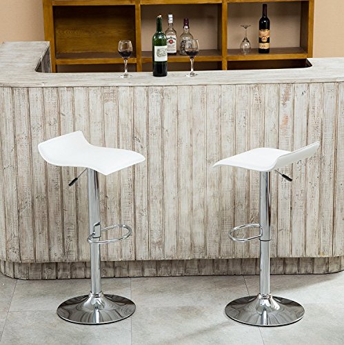Artethys Modern Swivel Adjustable Home Barstools-Set Of 2 For Kicthen Counter Backless Pu Leather Fabric Counter Height Airlift Home Bar Furniture Stool Chairs With Chrome Base (White) #TOP25