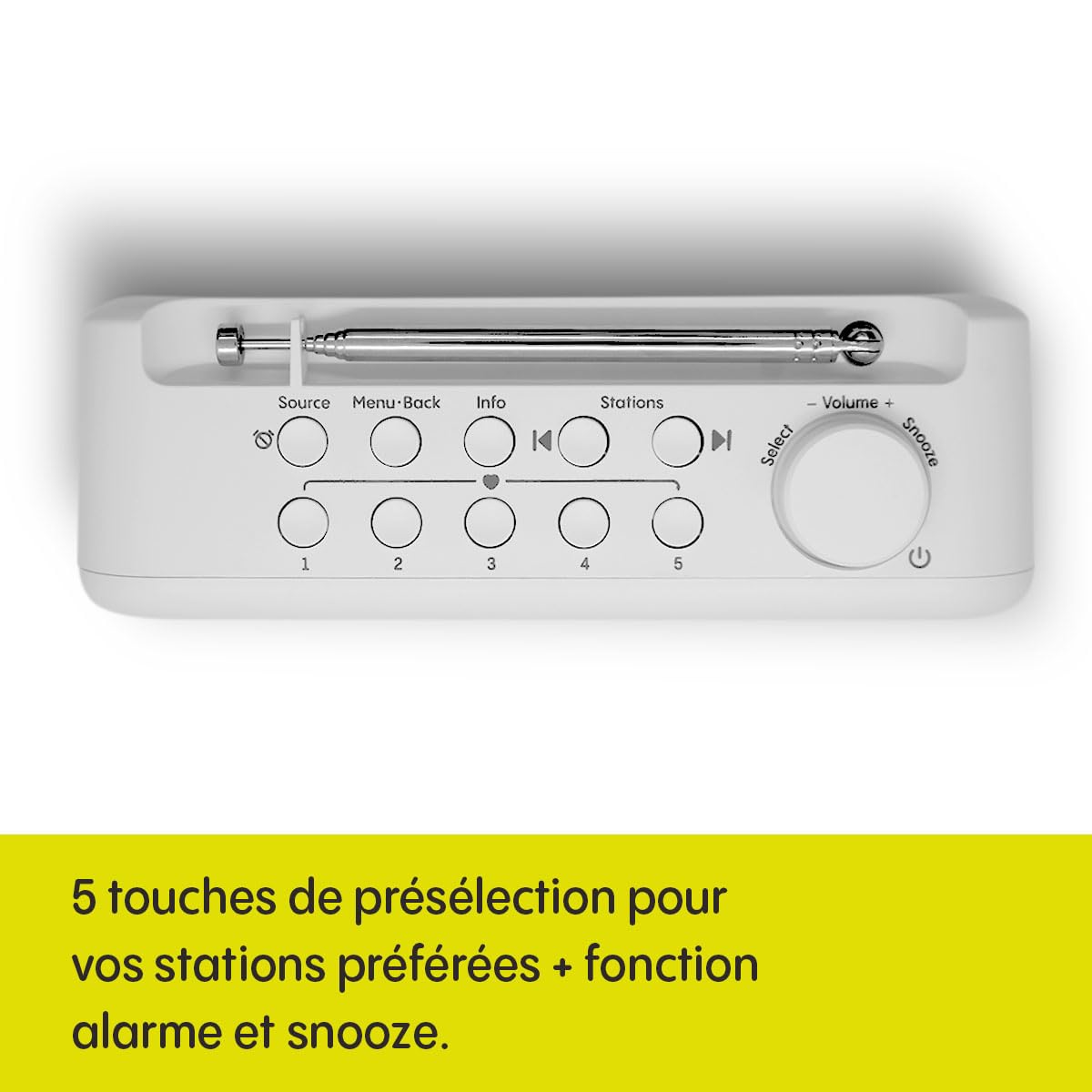 Pure Elan One2 Radio Portable Dab+/FM avec Bluetooth 5.1 (écran LCD, 10 Touches de mémoire, Fonctionne avec 4 Piles AA) Blanc Coton