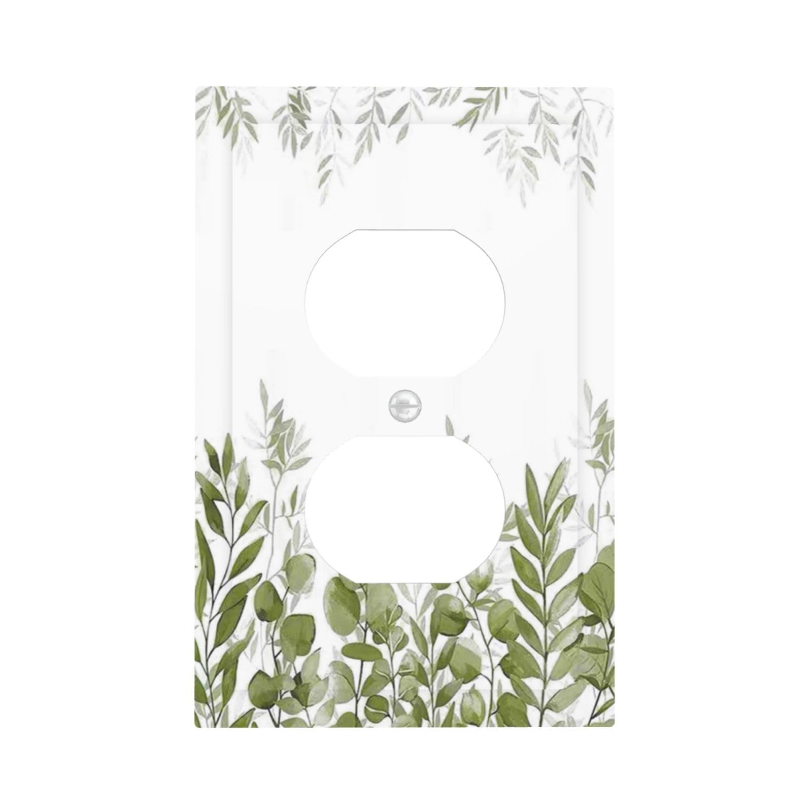 Green Eucalyptus Plant Leaves Vine Outlet Covers 1 Gang Duplex Light Switch Cover Decorative Switch Plates Electrical Receptacle Faceplate Wall Plate