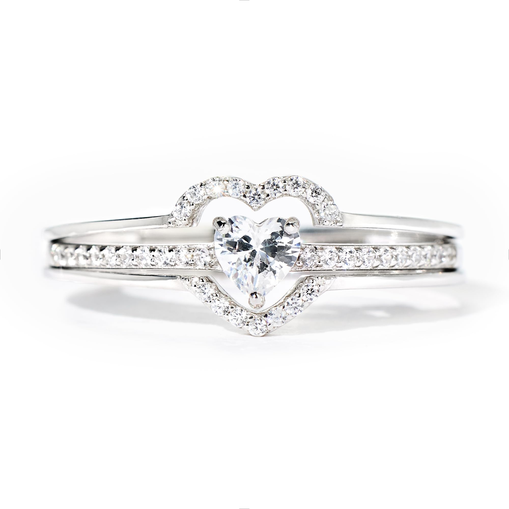 STORYJEWELLERYHeart Ring, Wedding Rings for Women, Engagement Ring, Sterling Silver Rings for Women Non Tarnish, Wedding Bands, Promise Rings for Her, Eternity Band Rings, Cute Stackable Jewelry Ring