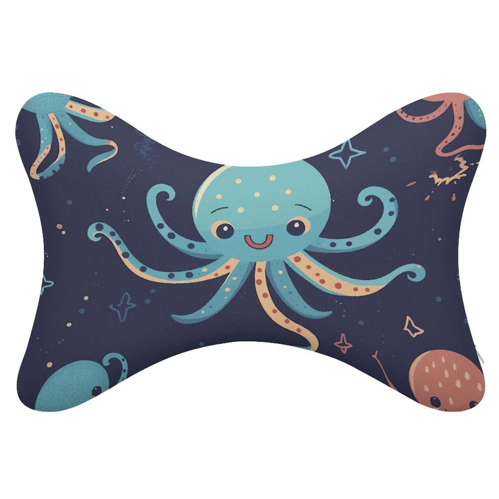 FekiLoot Cartoon Octopus Car Headrest Set of 2,Softness Memory Foam Car Neck Pillow with Breathable Removable Cover Car Neck Support Pillow Ergonomic for Driving, Office