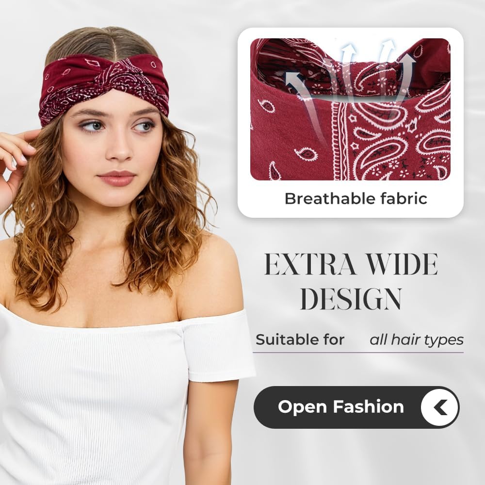 2026 New Printed Cross Yoga Headbands for Women, Soft Stretch Hair Bands for Yoga, Running, Fitness, Workout, Sports & Daily Wear