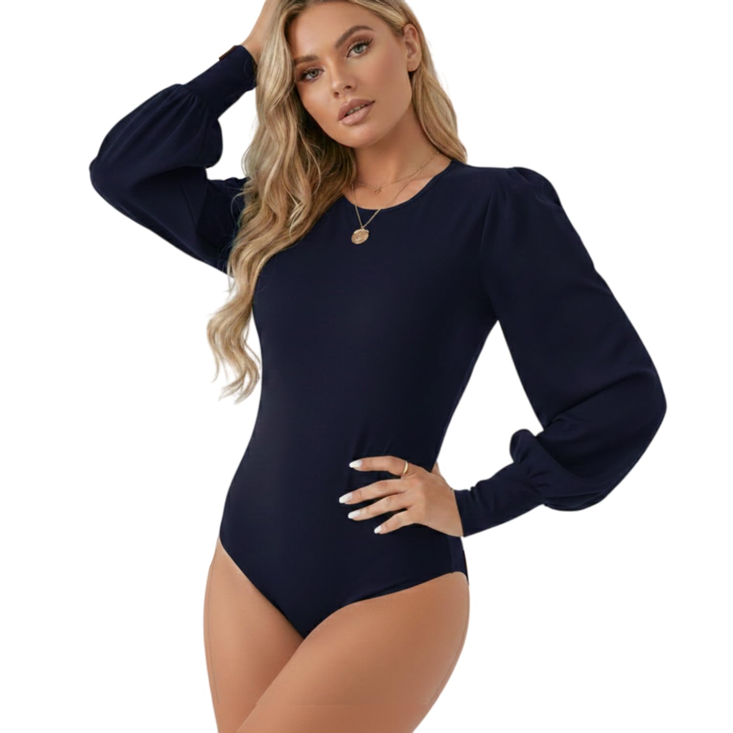 Women's Long Sleeve Bodysuit Tops Going Out Pop Sheer Sleeves Fashion Leotard Shirts