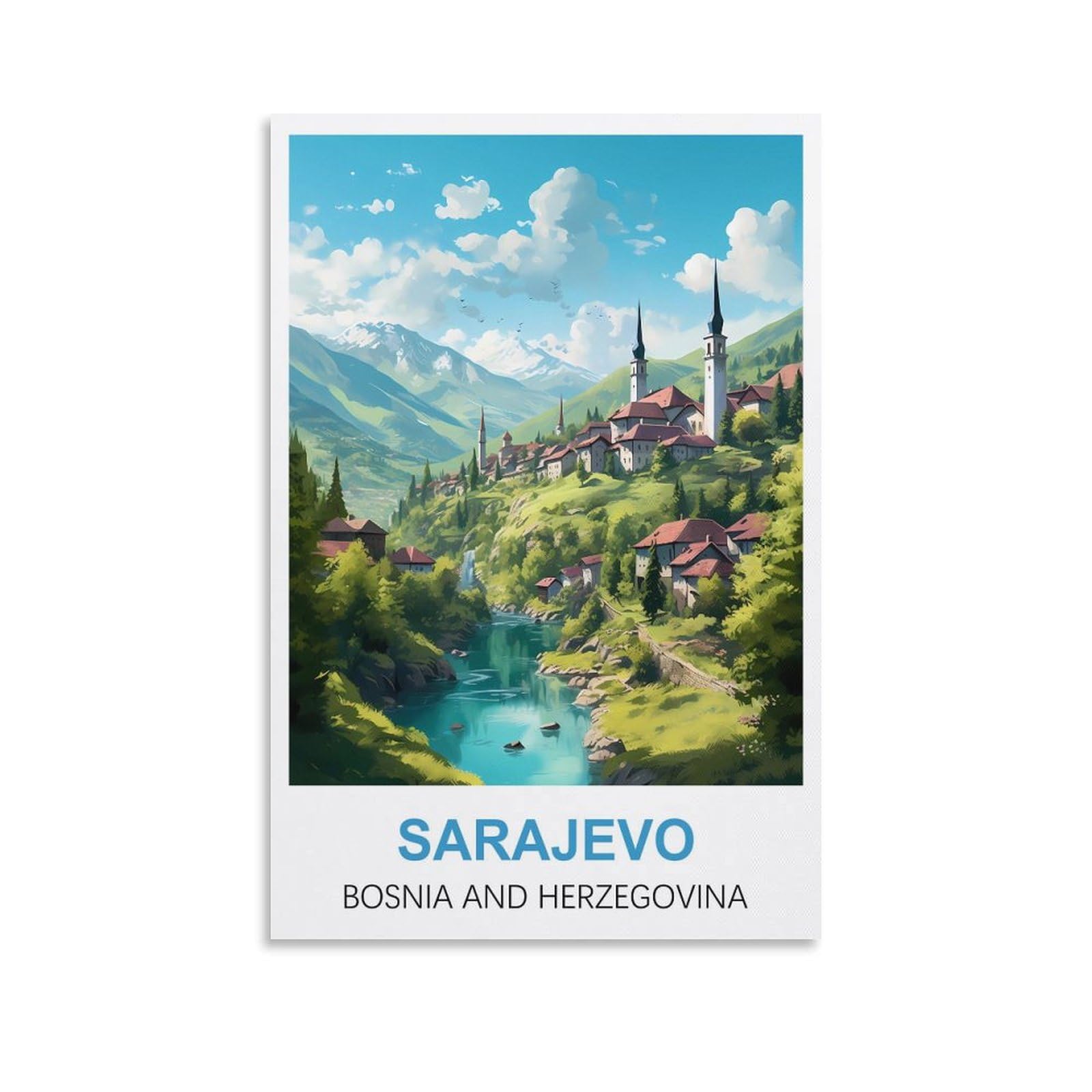 EZMLFA DIY 5D Diamond Art Painting Kits,Sarajevo Bosnia and Herzegovina Colourful Rhinestone Diamond Arts Kits for Beginners, Perfect Home Wall Decor Gifts 50x60cm