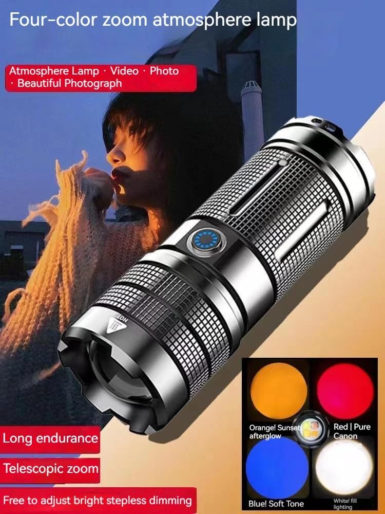 4 Farben RGB Taschenlampe Ersatz LED für Fotofotographie Beleuchtung Schatten machen Modellierung magnetische Gobo-Konzentrator (Color : Flashlight)